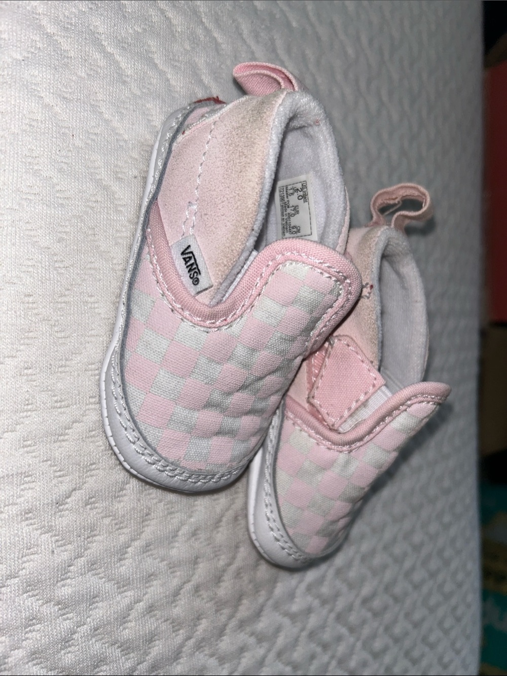 Vans Kids Pink and White Checker Slip-On Baby Sneakers